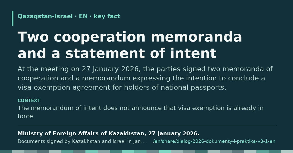 Fragment card: Two cooperation memoranda and a statement of intent