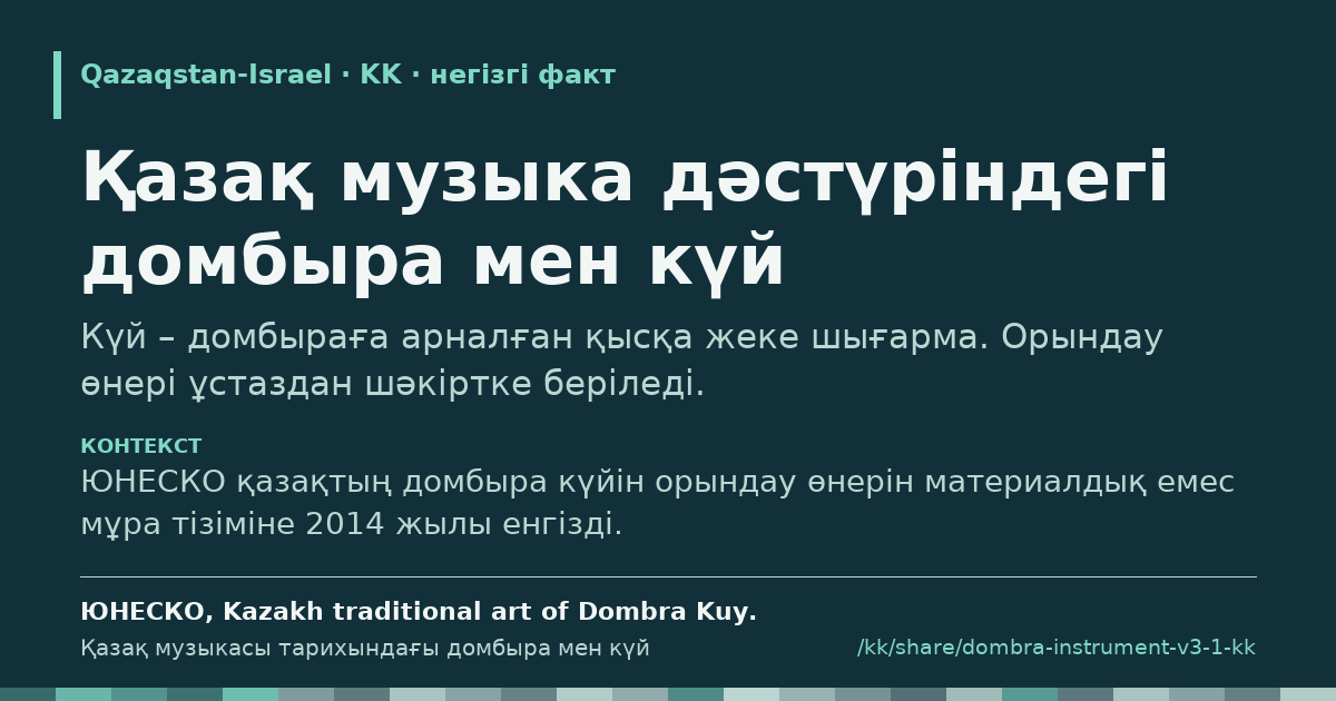 Үзінді карточкасы: Қазақ музыка дәстүріндегі домбыра мен күй