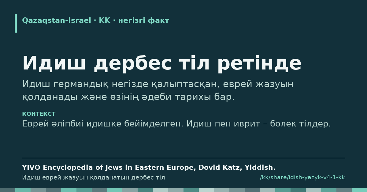 Үзінді карточкасы: Идиш дербес тіл ретінде