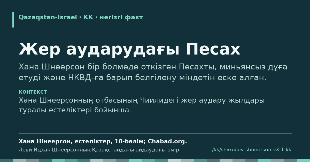 Үзінді карточкасы: Жер аударудағы Песах