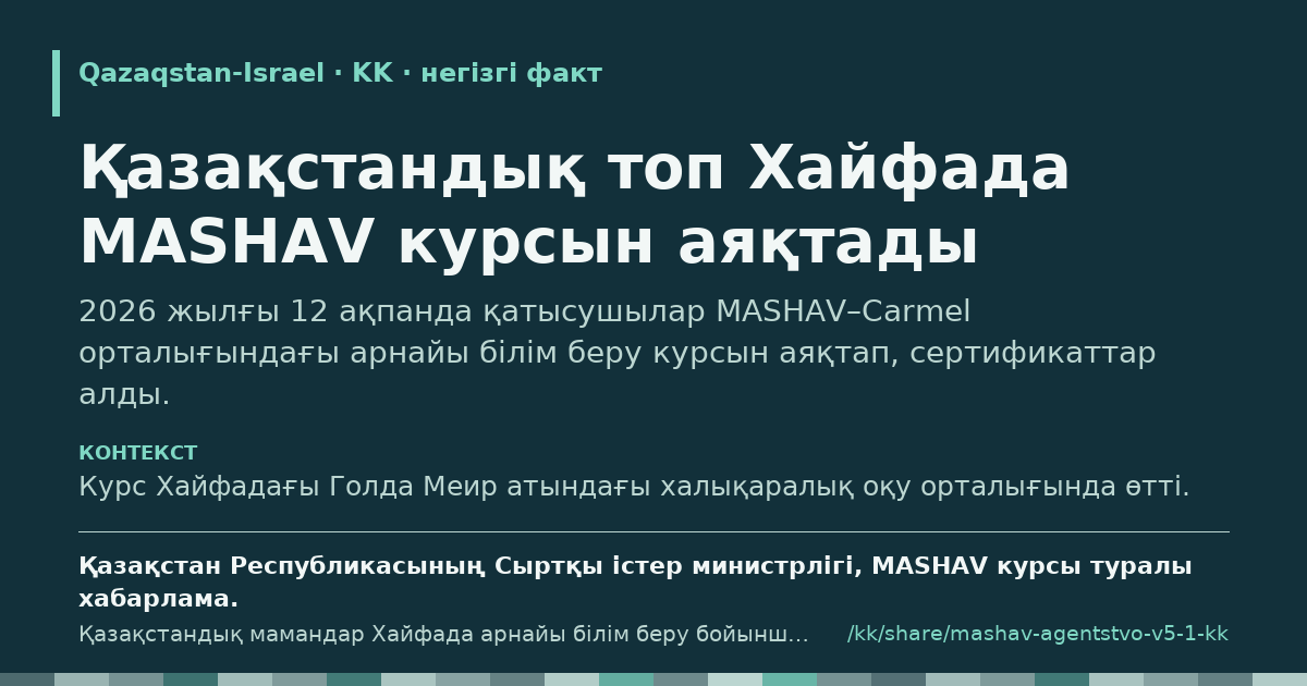 Үзінді карточкасы: Қазақстандық топ Хайфада MASHAV курсын аяқтады