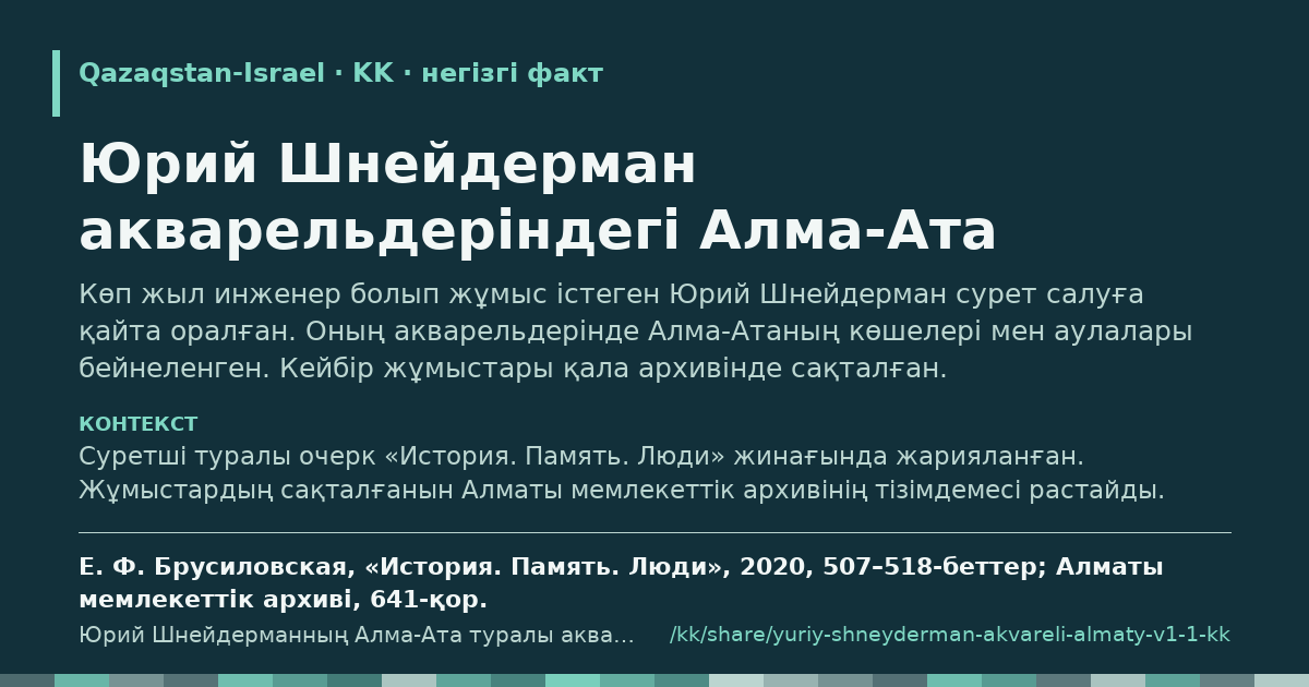 Үзінді карточкасы: Юрий Шнейдерман акварельдеріндегі Алма-Ата